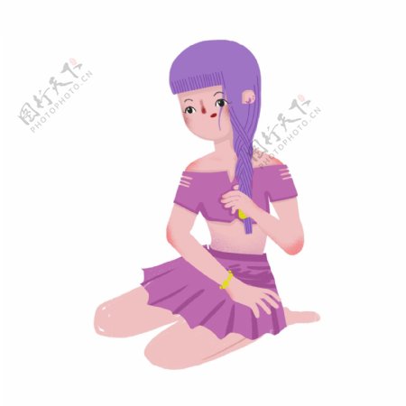 紫色系少女卡通元素