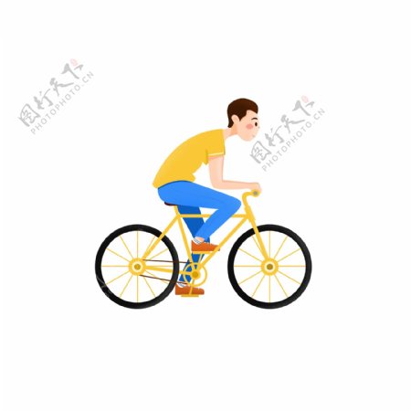 骑自行车运动的男子卡通元素