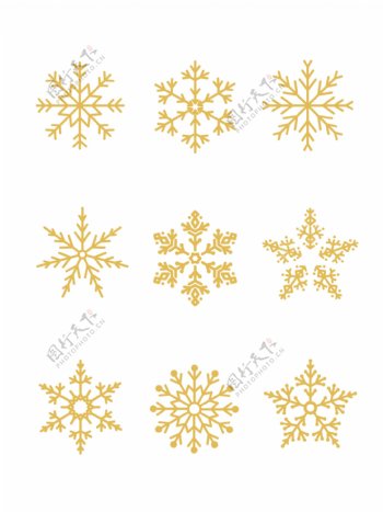 金色雪花矢量图标圣诞节冬季卡通可商用素材