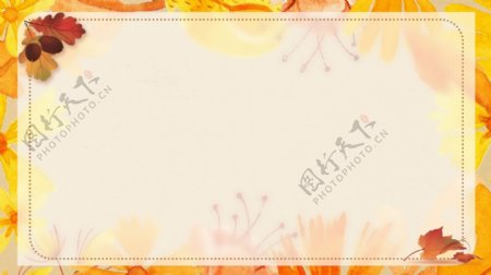 PPT秋季花卉橙色背景边框