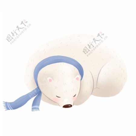小清新睡觉的北极熊设计可商用元素