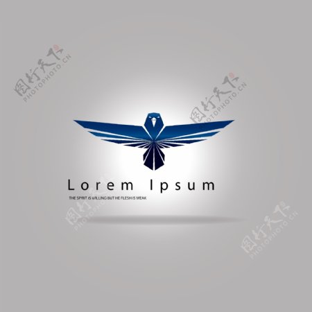 蓝色老鹰商标logo模板