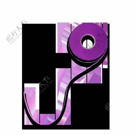 手绘卡通紫色丝带装饰素材