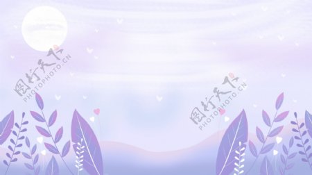 紫色唯美树叶banner背景素材