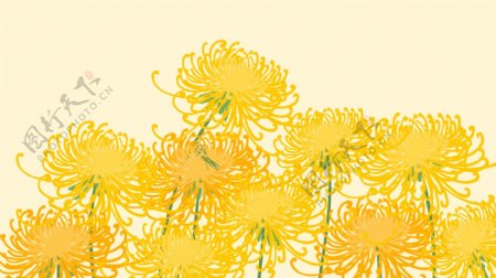 黄色手绘花朵banner背景素材