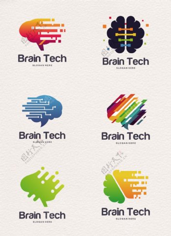 彩色科技大脑标志图片