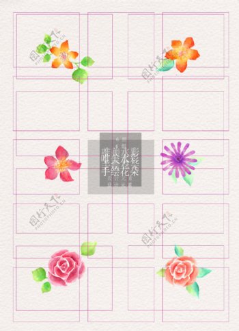 彩铅花朵花和花瓣水彩手绘ai矢量元素
