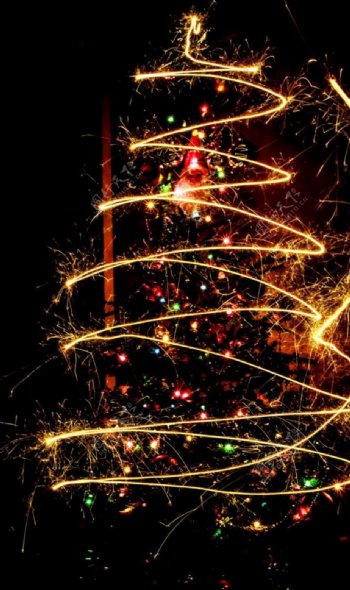多彩灯光圣诞树