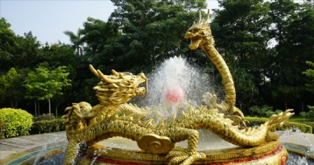 二龙戏珠景区喷泉