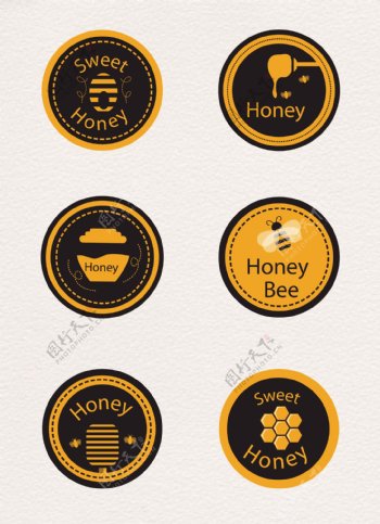 精致蜂蜜标签矢量素材