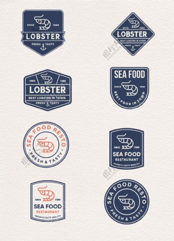 蓝色海鲜食物设计图标