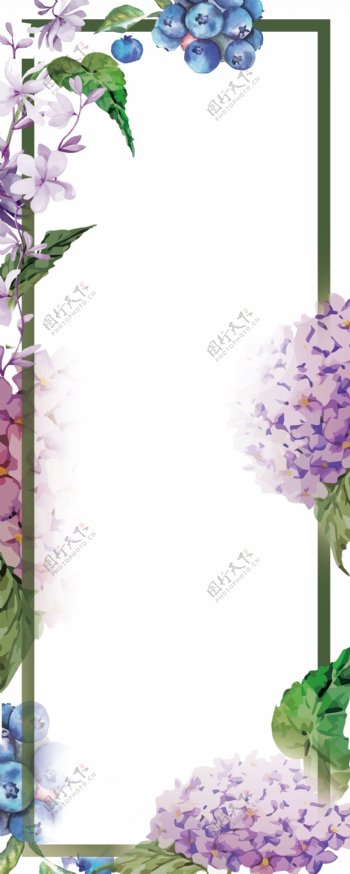 手绘紫罗兰花束易拉宝背景图