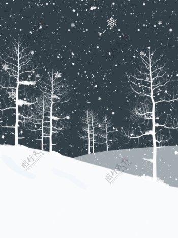 全原创手绘雪景背景