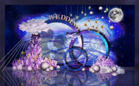 蓝紫色星空系婚礼效果图