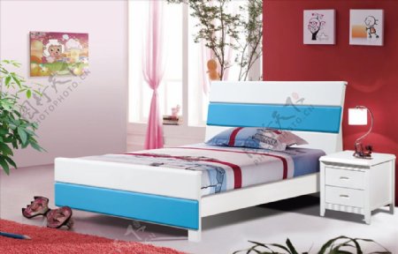 儿童床背景彩色儿童床橡木床