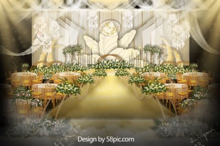 香槟金色花瓣形婚礼仪式区