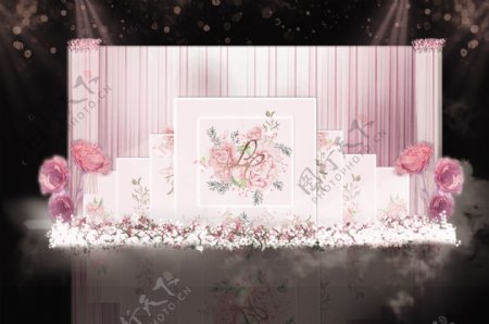 粉色水彩花婚礼背景