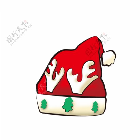 圣诞节圣诞帽麋鹿角圣诞树红色色节日素材