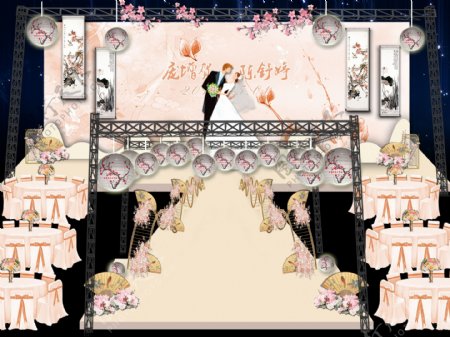 新中式婚礼舞台效果图