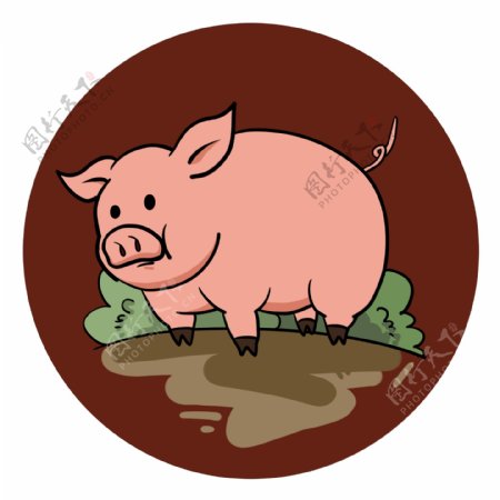 2019猪年猪猪卡通可爱动物形象插画