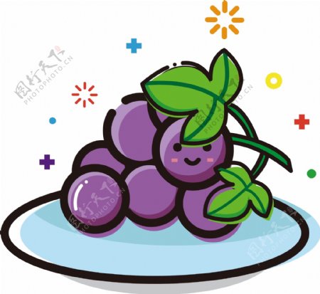 葡萄水果MBE卡通可爱夏季处暑矢量元素