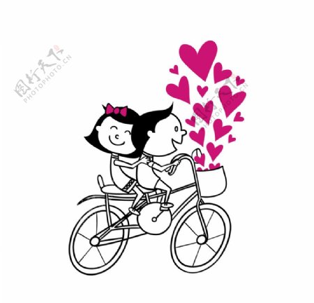 情侣骑自行车