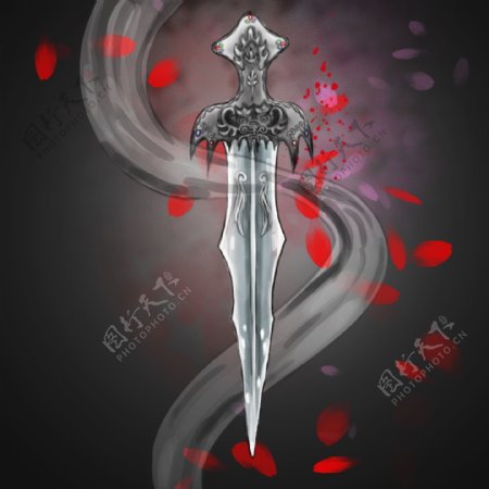 中国风手绘唯美大气古剑中元节素材