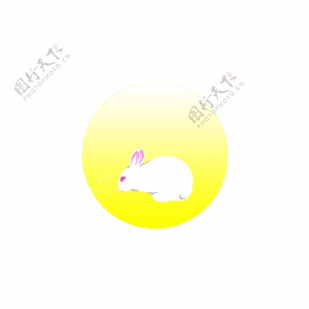 手绘风秋节圆月兔子元素