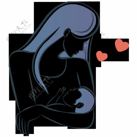 温馨母亲怀抱婴儿有爱png元素