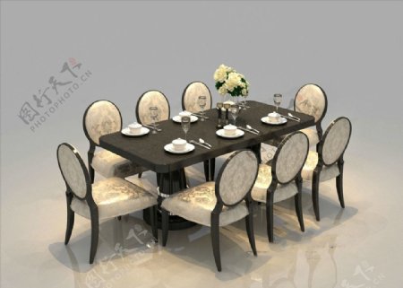 奢华欧式餐桌3d模型