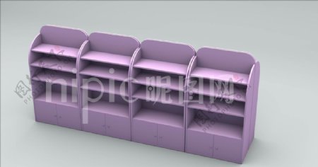 紫色中岛柜子样机
