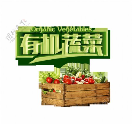 有机蔬菜立体绿色艺术字字体设计