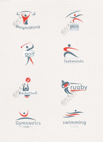 8组体育运动图标简洁设计