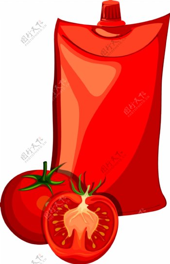 矢量红色番茄番茄酱元素
