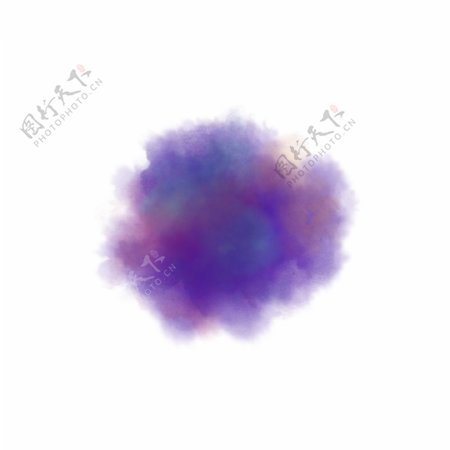 紫色混合水彩水墨墨迹元素