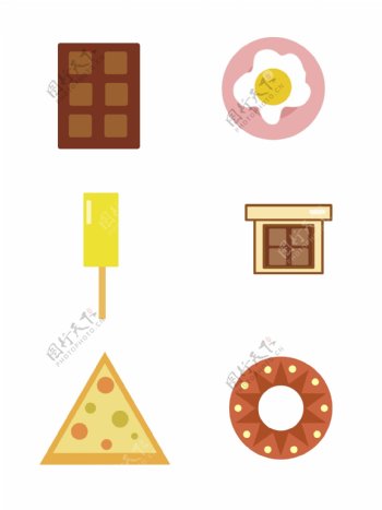 卡通可爱少女零食食物图标设计元素合集