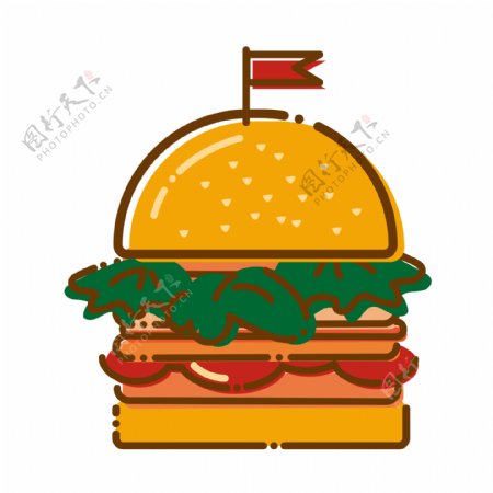 卡通美食汉堡与三明治可商用元素