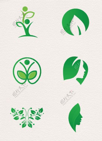 创意绿叶环保标志元素