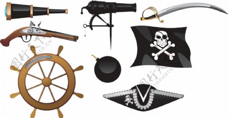 矢量海盗用品标识元素