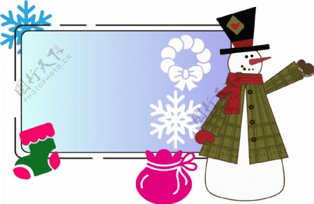 圣诞元素雪人对话框可商用元素