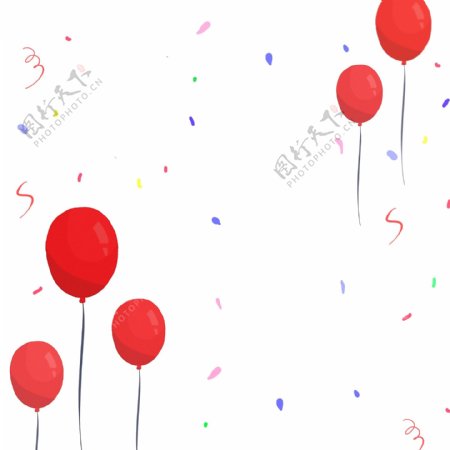 节日庆礼喜庆手绘清新红色气球漂浮元素