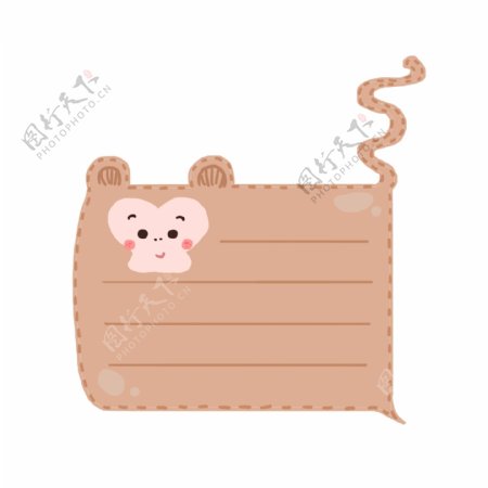 手绘十二生肖猴对话框便利贴设计元素
