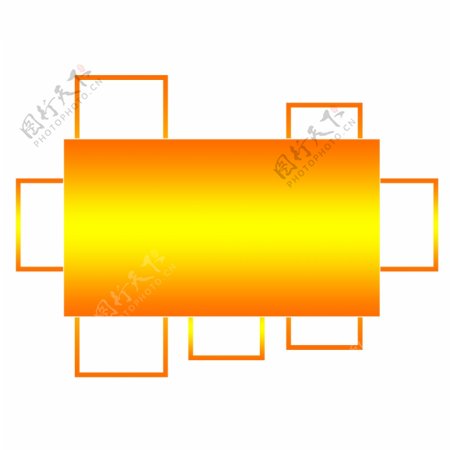 纹理渐变橙黄色长方形卡通装饰边框可商用