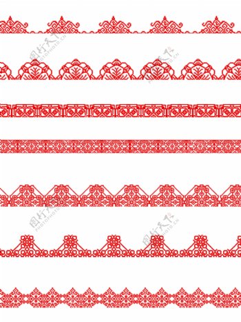 中国风边框之红色节庆复杂纹理窗花纹理素材