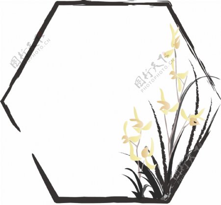 手绘风花卉边框兰花边框可商用元素