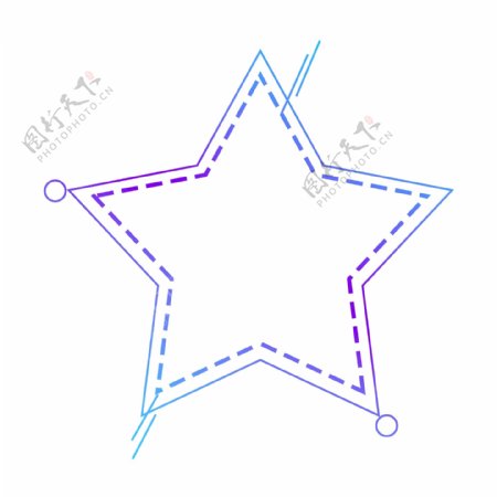科技边框蓝紫渐变几何五角星元素设计