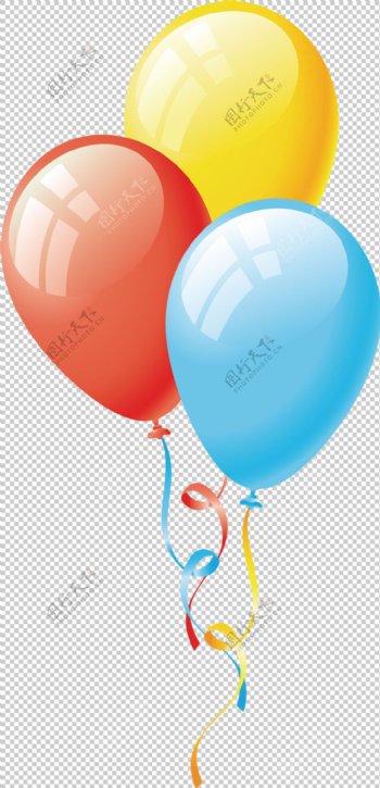 三个彩色气球免抠png透明图层素材