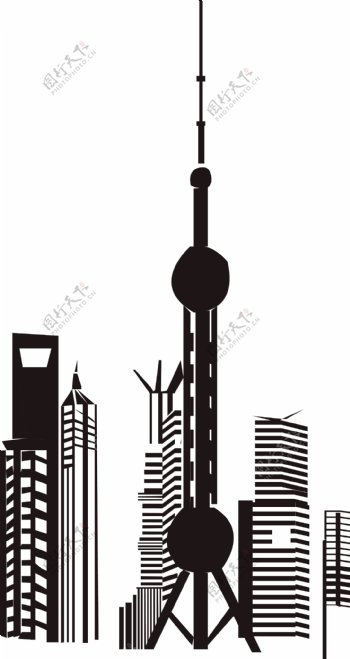 城市标志东方明珠上海简约建筑