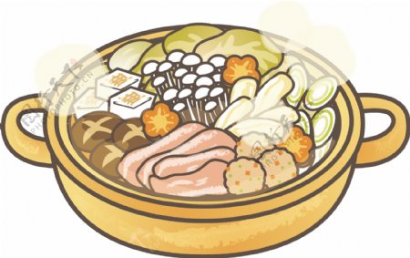 卡通矢量手绘美食火锅装饰图