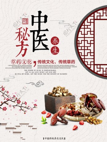 中国传统秘方中医养生海报